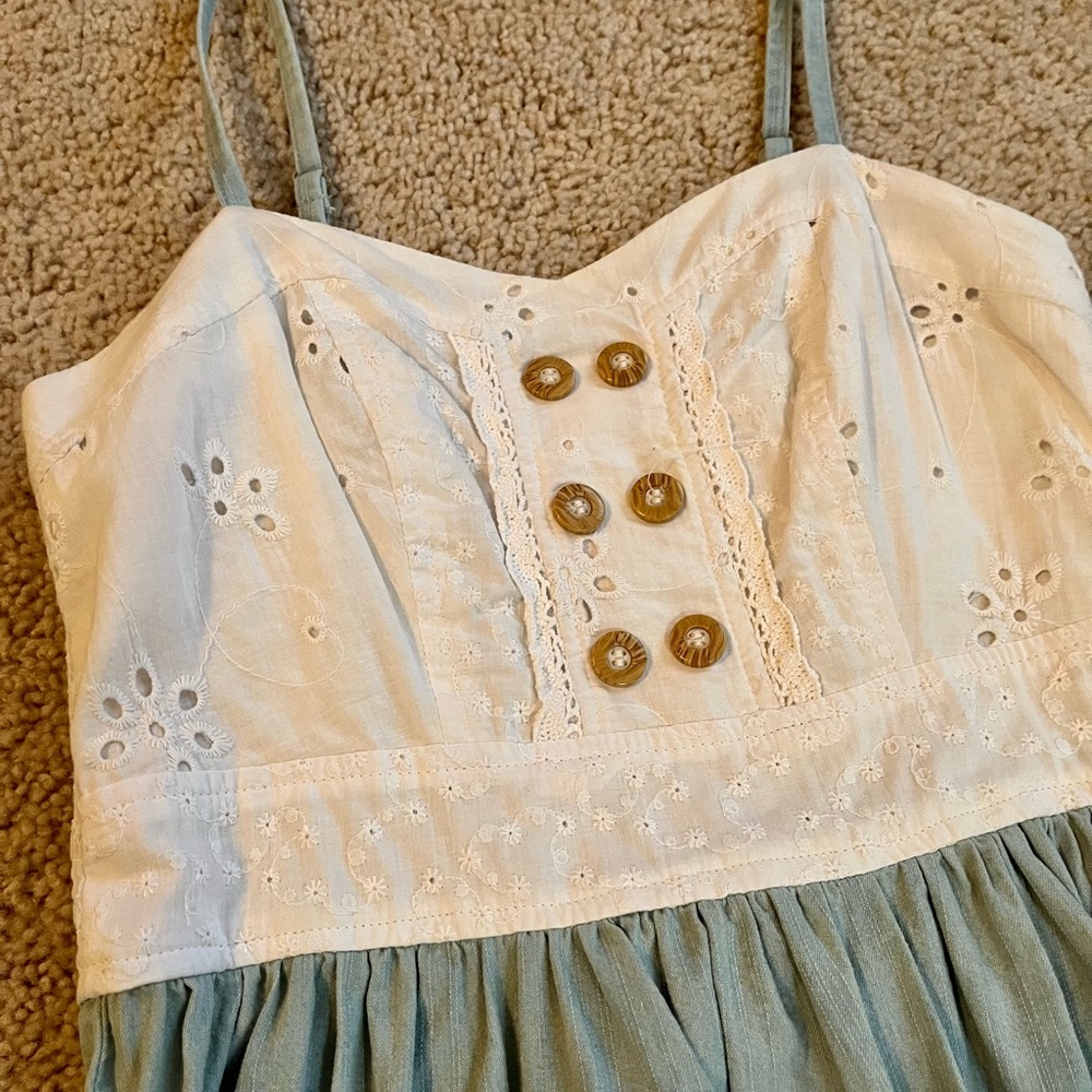 Chambray and white sundress xs